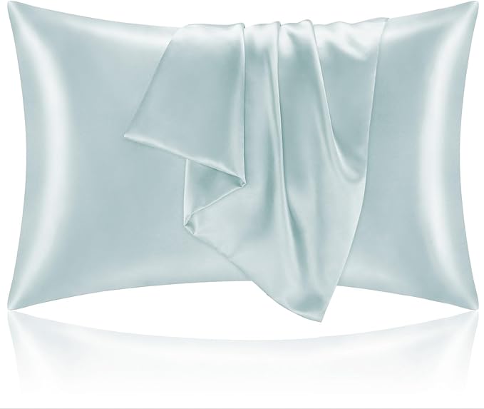 BEDELITE Satin Pillowcase for Hair and Skin, Super Soft and Cooling Similar to Silk Pillow Cases 2 Pack with Envelope Closure, Gift for Women Men(20"x26" Standard Size, Stone Blue)