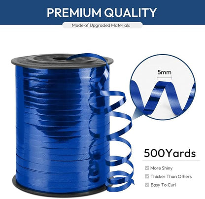 Blue Curling Ribbon, 1/5" Wide x 500 Yards Christmas Curling Ribbons - Image 2