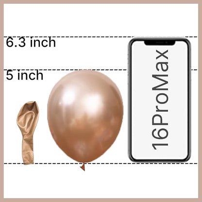 PartyWoo Metallic Rose Gold Balloons 50pcs Chrome Champagne Gold Color | 5 Inch - Image 2