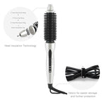 MIRACOMB Hair Curler Straightening Brush - Ceramic Tourmaline Flat Curling Iron - Cool Touch Round Brush PRO Multi Styler with 5 Heat Adjustments, 1 Inch Barrel, White (Enhanced)