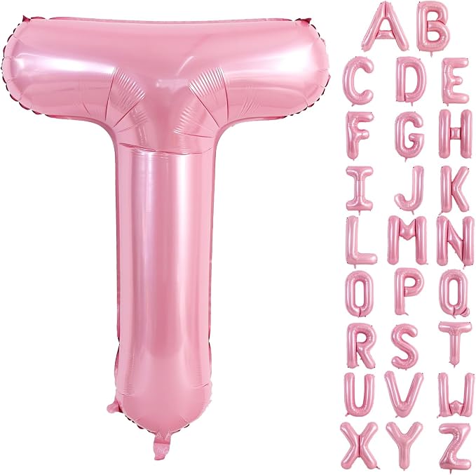 TONIFUL 40 Inch Large Pink Letter T Balloons Giant Foil Mylar Alphabet Balloon by TONIFUL