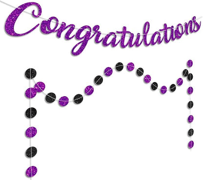 Purple Congratulations Banner Sign Prestrung Congrats Banner Garland - Image 7