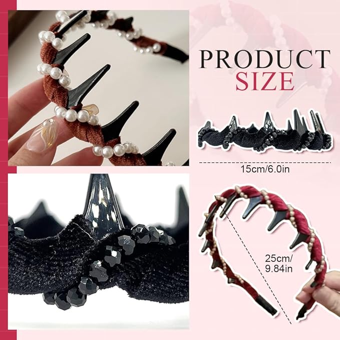 Vintage High Cranium Artificial Pearl Hairband, New Elegant Braided Pearls Headbands with Teeth for Women, Anti-slip Decorative Hair Bands Fashion Hair Accessories Gifts (Brown, One Size)