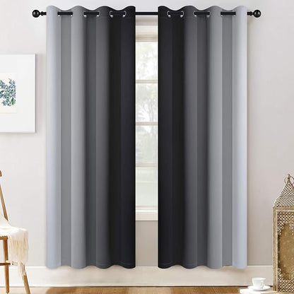 Yakamok Ombre Curtains Black and Greyish White - Image 2