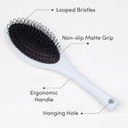 The Hair Shop Light Blue Loop Brush - Salon Professional Grade with Ergonomic Design - Safe Detangler Tool for 100% Remy Human and Synthetic Hair Extensions and Wigs (Light Blue)