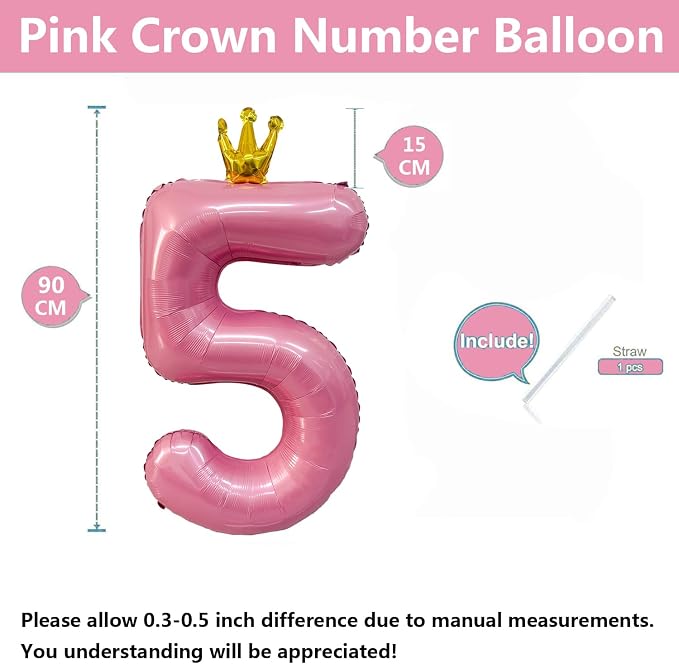 40 inch Pink Number 5 Balloon - Image 2