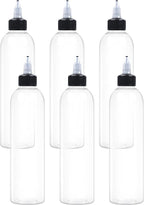6 Pcs 8oz Plastic Squeeze Bottles with Twist Top Cap, 250ml Clear Dispensing Bottles, Empty Squirt Bottle for Liquids, Sauces, Arts, Crafts, Travel