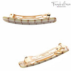French Amie Small 2 1/4 inch Celluloid Handmade Hair Barrette No Slip Grip Durable Styling Women Hair Accessories Hair Clip for Girls, Made in France(Ivory Brick)