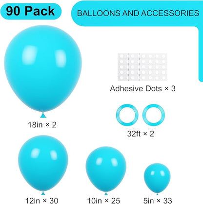 Voircoloria 90pcs Peacock Blue Balloons Garland Arch Kit, 18 12 10 5 Inch | - Image 2