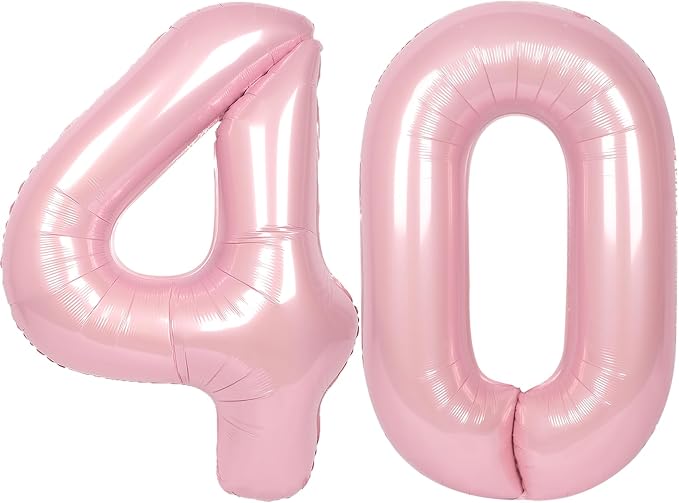 SUWEN 40 Inch Large Pink 40 Balloon Numbers Big Foil Helium Number Balloons 0-9 by SUWEN