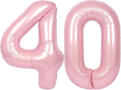 SUWEN 40 Inch Large Pink 40 Balloon Numbers Big Foil Helium Number Balloons 0-9 by SUWEN