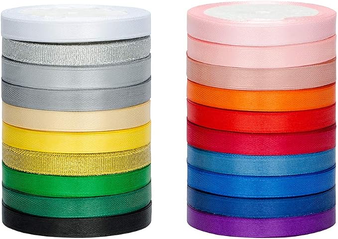 LIUYAXI Satin Ribbon 20 Colors 300 Yard -18 Silk Ribbon Rolls & 2 Glitter - Image 7