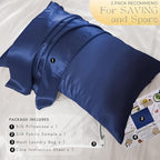 PROMEED 100% Mulberry Silk Pillowcase for Hair and Skin - Allergen Resistant Both Sides 23 Momme 1400 TC Silk Bed Pillow Cases with Hidden Zipper, 1PC (King 20"x36", Navy)
