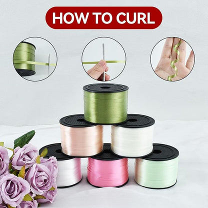 TONIFUL Cream Green Pink Curling Ribbon Balloon String Gift Wrapping | 600 - Image 5