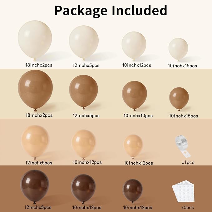 Brown Beige Nude Balloons Neutral Arch Kit, Party Decor. | Nude, coffee brown - Image 2
