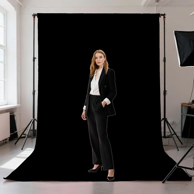 Black Photography Backdrop for Photoshoot, Fabric 8x10ft | Polyester Studio - Image 2