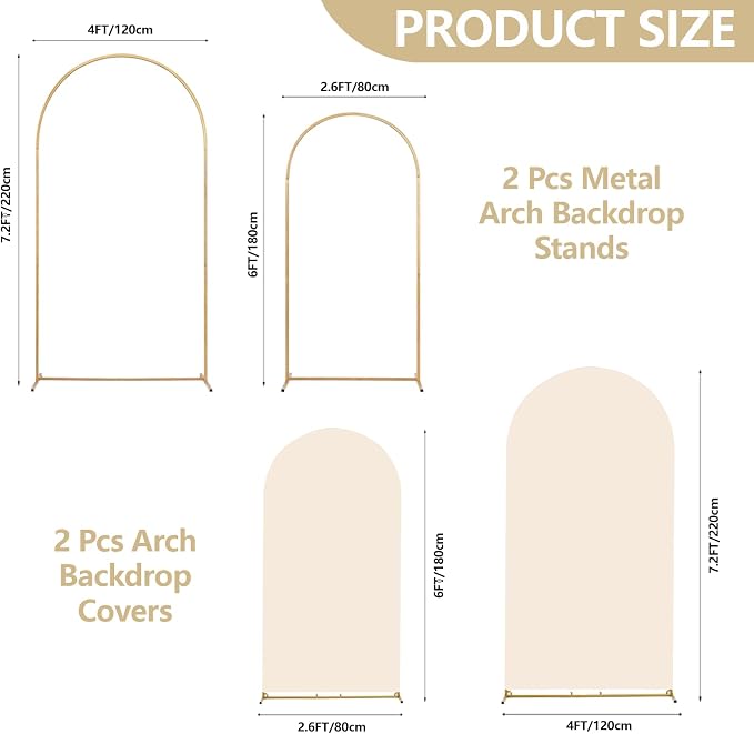 Wedding Arch Backdrop Stand Set of 2 - Image 2