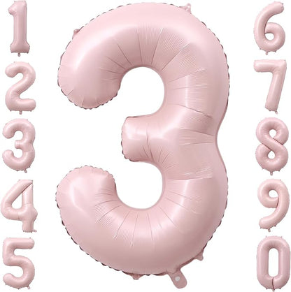 40 Inch Light Pink Foil Number 3 Balloon by TNCDJKPA