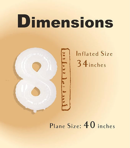 SUWEN 40 Inch White Large 8 Balloon Number Big Foil Helium Numbers 0-9 | Giant - Image 4
