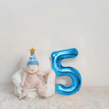 Blue 40 Inch Number 5 Balloon, Mylar Foil Balloon - Image 6