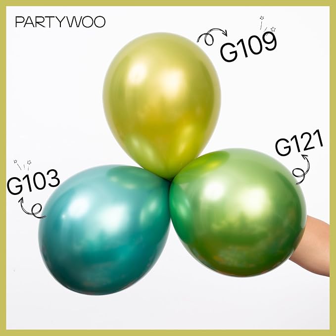 PartyWoo Metallic Green Balloons 50pcs Latex Helium Balloons 12 Inch | - Image 4