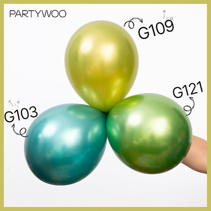 PartyWoo Metallic Green Balloons 50pcs Latex Helium Balloons 12 Inch | - Image 4