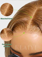 KLAIYI Wear And Go Glueless Wig Bye Bye Knots 13x4 Precut Lace Front Wigs Human Hair Ombre Highlight Blonde Body Wave Wig Pre Bleached Pre Everything Pre Plucked with Baby Hair 3S Ready to Wear 16Inch