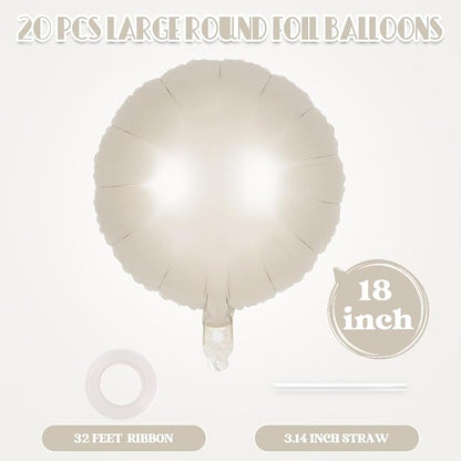 20 Pcs Cream White Round Balloons, 18 Inch Round Foil Balloon, Giant Round - Image 2