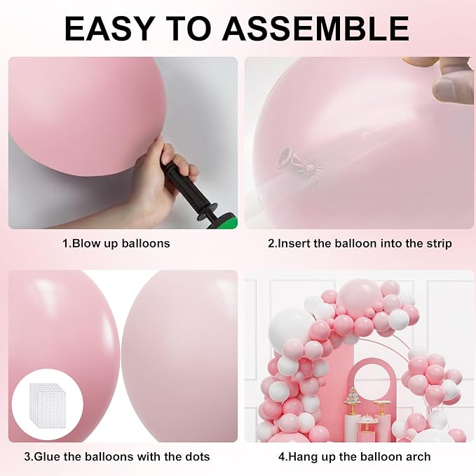 YMSZ Pink and White Balloons Arch Kit, Bridal Shower, Baby Shower, Valentines - Image 3