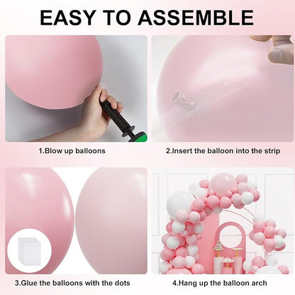 YMSZ Pink and White Balloons Arch Kit, Bridal Shower, Baby Shower, Valentines - Image 3
