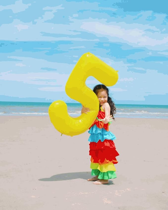 2 Balloon - Macaron Yellow Birthday Number Balloons, 40 Inch Decorations | - Image 7