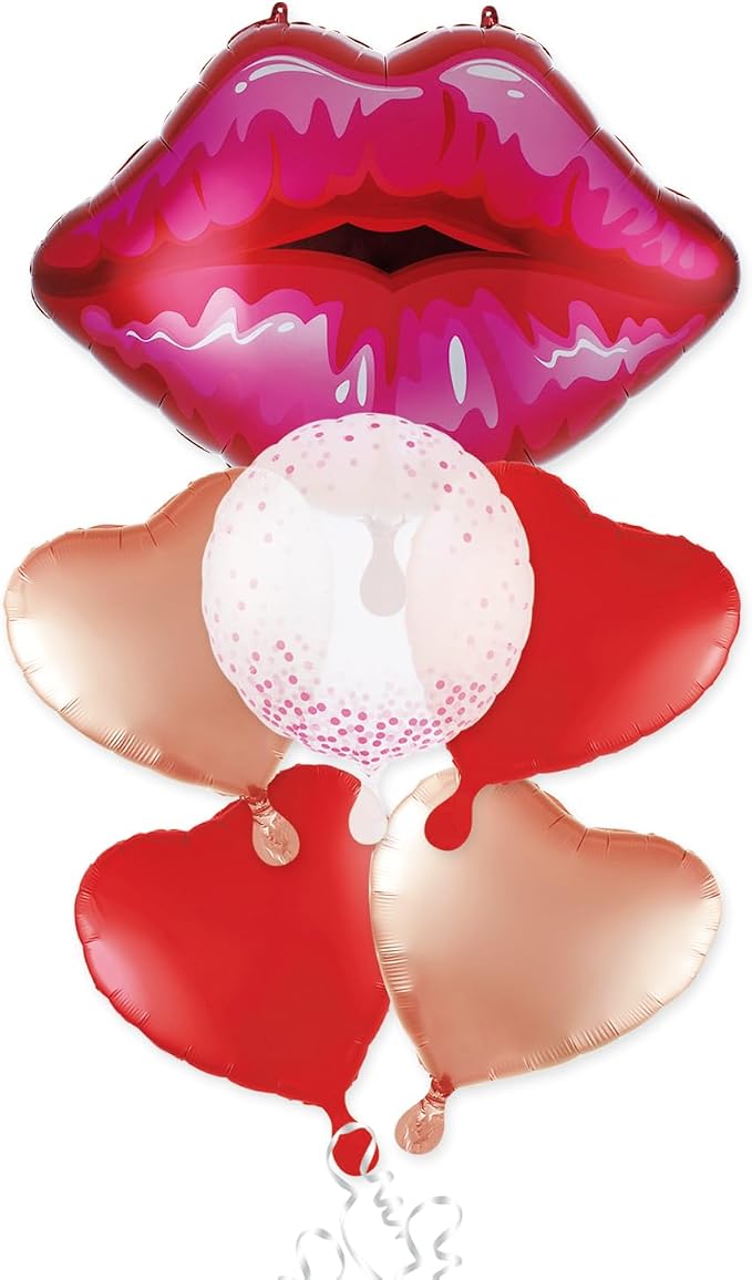 Huge 30inch Red Lip Foil Balloons Set 6 Pieces by DDywarm