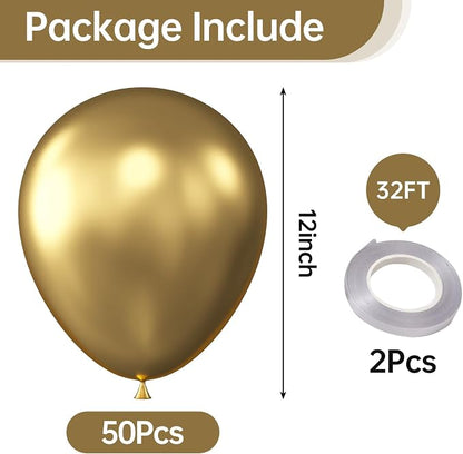 12 Inch Metallic Gold Balloons, Baby Shower, Graduate Party Decorations - Image 2