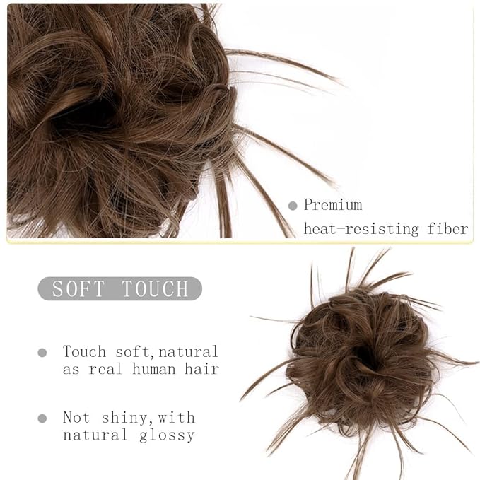 HMD Tousled Updo Messy Bun Hair Piece Hair Extension Ponytail With Elastic Rubber Band Updo Bun Synthetic Hairpieces for Women