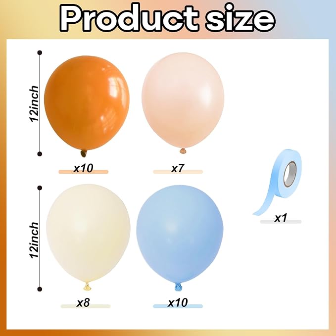 Burnt Orange and Blue Fall Balloons, 12 Inch 35PCS Dusty Blue Orange Taupe - Image 2