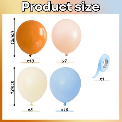 Burnt Orange and Blue Fall Balloons, 12 Inch 35PCS Dusty Blue Orange Taupe - Image 2
