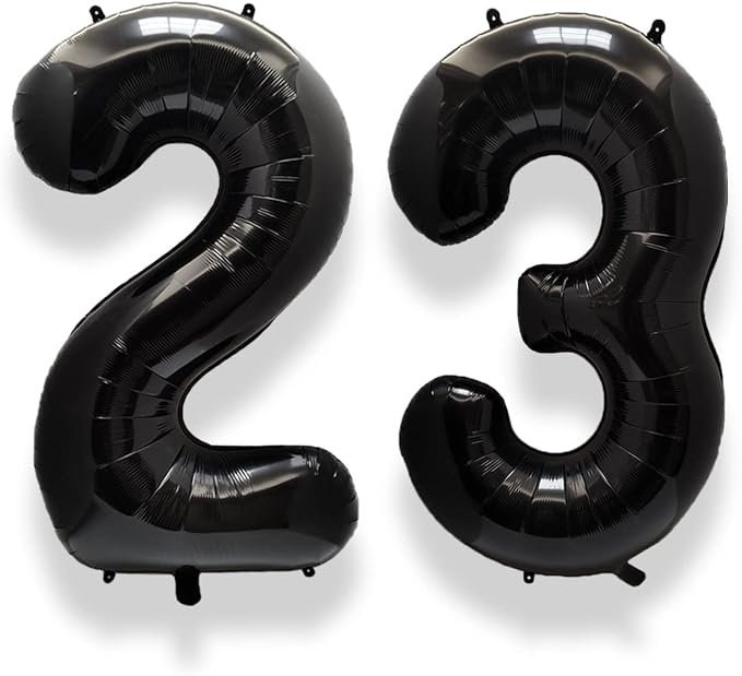 AULE 40 Inch Black Number Balloon 23 Foil 0-9 Birthday Big Numbers | Birthday by AULE