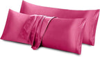 Aormenzy Satin Body Pillow Cover Set of 2, 20x54 Inches Hot Pink Body Pillow Case for Adults, Silky Soft & Cooling Body Pillow Pillowcase with Envelope Closure