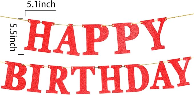 Red Glitter Birthday Party Banner - Image 2