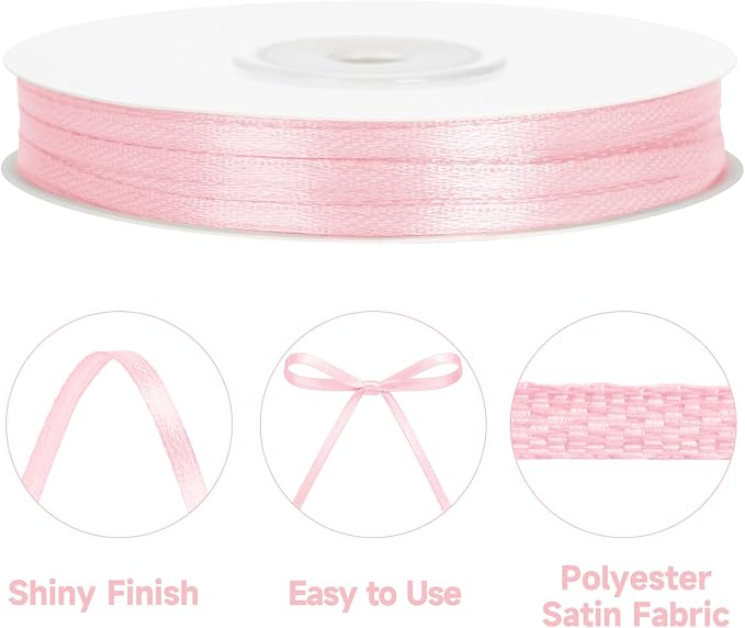 KINGLAKE Light Pink Satin Ribbon - Image 3