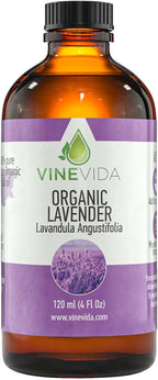 VINEVIDA Organic Lavender Essential Oil 4 oz - Undiluted, DIY Candle Scents for Candlemaking, Bulk for Soap Making