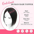Hair Toppers for Women Real Human Hair Topper for Women with No Bangs Hairpieces Comfortable and Breathable 10 Inch Swiss Base 3D 360°Cover Glue-free and Shedding Free (Natural Black)