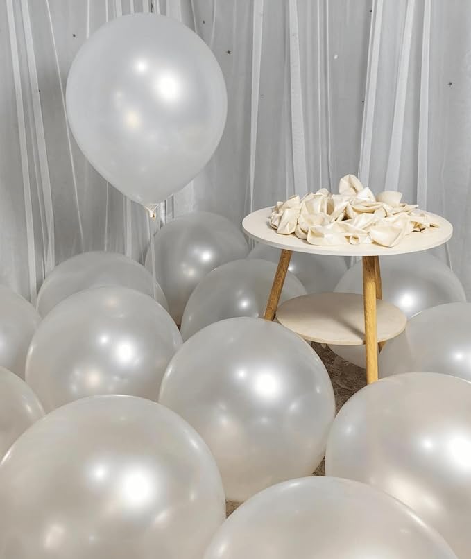 90 Pack White Pearl Balloons 18 inch Pearl White Latex Party Balloon Bulk - Image 5