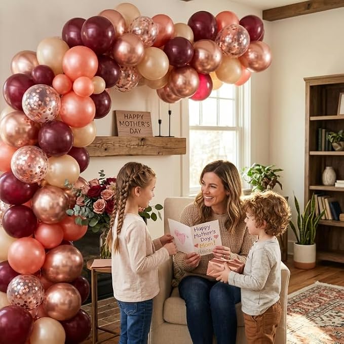 Burgundy Balloons, 12 Inches Maroon Rose Gold Balloons Wine Red and Champagne - Image 5