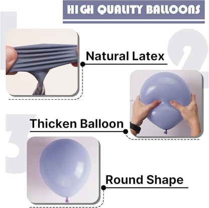 PartyWoo Dusty Blue Balloons 100pcs Boho Dusty Purple Muted Lavender Color | 12 - Image 9