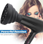 Universal Foldable Hair Dryer Diffuser, Travel Hair Dryer Diffuser Attachment with Comb, Portable Hairs Diffusers Blow Dryers Attachment for Natural Thick Hairs(Color:Black)
