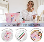 Personalized Gifts Monogrammed Birthday Gifts for Women, Daughter Bestie Friendship Christmas Initial 20 oz Tumbler, Makeup Bag Cup Ballpoint Pens Journal Notebook 6 Set, (Aesthetic Pink Flower E)