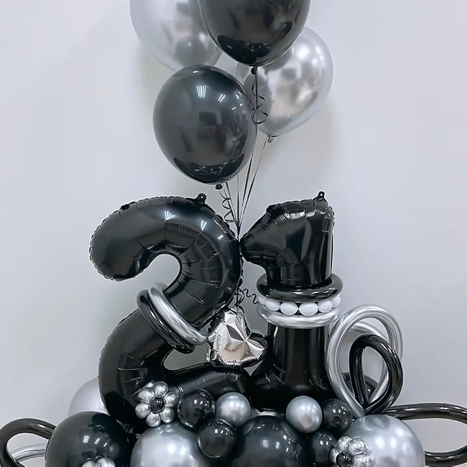 40 inch Black 2 Number Balloon Giant Foil Helium Balloons Black Large Digital - Image 5