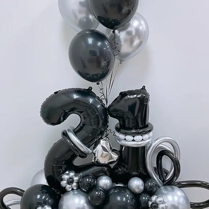 40 inch Black 2 Number Balloon Giant Foil Helium Balloons Black Large Digital - Image 5