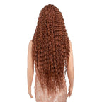 Style Icon 36”Super Long Curly Wig C-Shaped Side Part Lace Wig Afro Baby Hair Synthetic Orange Red Color Wigs(36 inches, 130T)